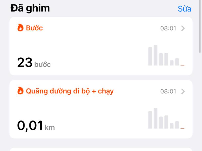đếm số bước chân chuyển động trên iPhone